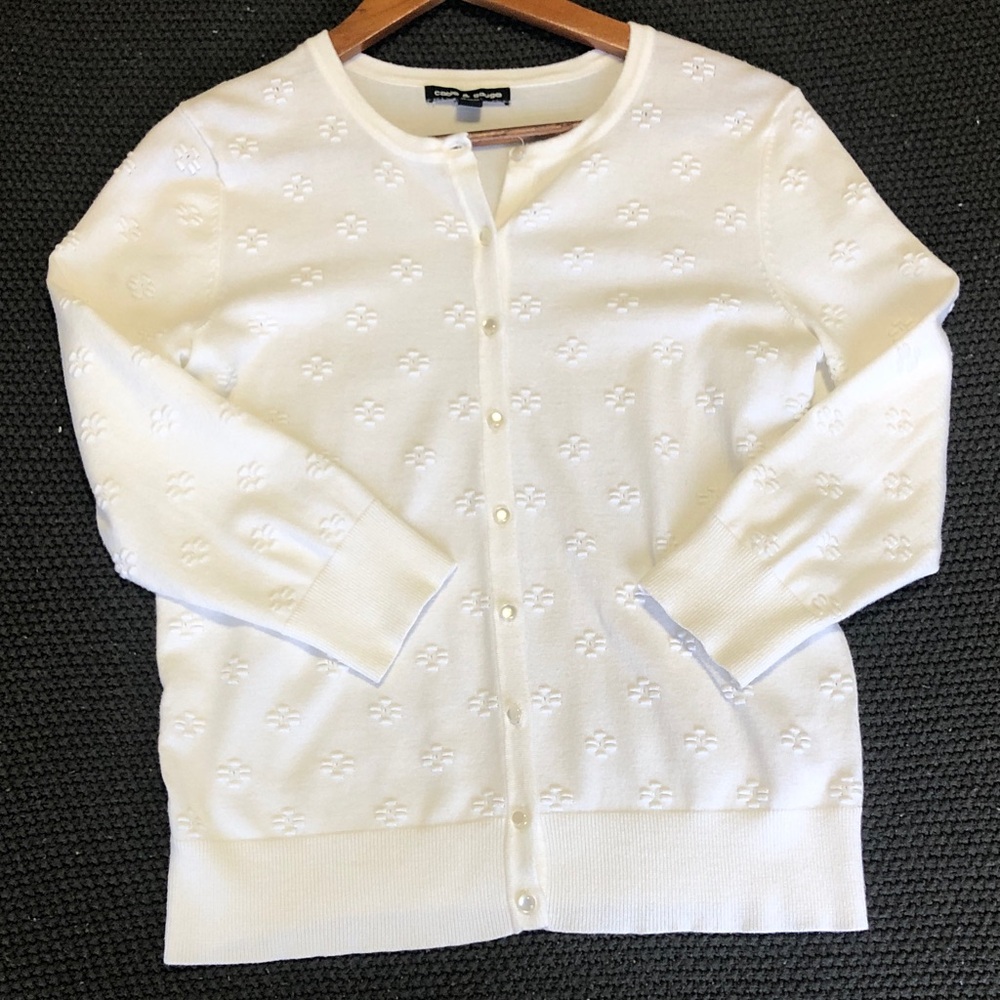 Cable & Gauge White Cardigan Sweater